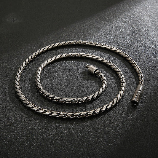 Men's Street Hip-hop Titanium Steel Metal Woven Chain Necklace