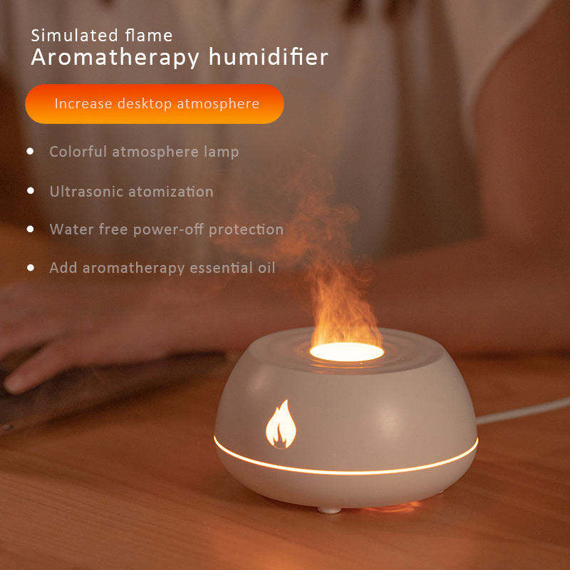 Humidificador de llama, difusor de aromaterapia, 7 colores, humidificador de aire para el hogar, 130 ml, difusor de aceites esenciales con fragancia para habitación USB