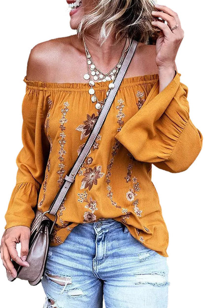 Camisa de moda con volantes florales para primavera y otoño
