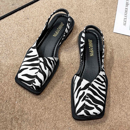 2023 New Summer Square Toe Pleated Elastic Sandals Fashion Women's Slippers Women's Digging Toe Sandals Women's Designer Sandals