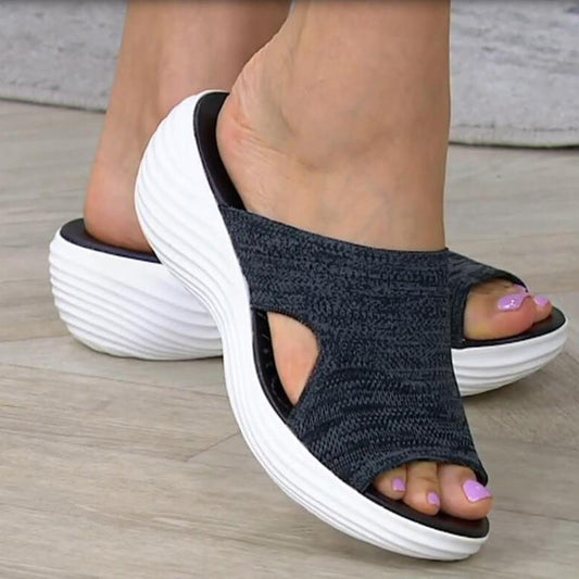 Sandalias ortopédicas elásticas informales para mujer, sandalias ortopédicas con punta abierta, transpirables, zapatos cruzados elásticos para exteriores 