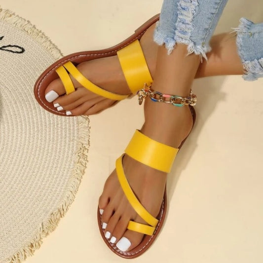 Summer Solid Color Flat Sandals Fashion Open Toe Outdoor Slippers Casual Beach Women's Shoes Plus Size  Zapatos De Mujer Slides