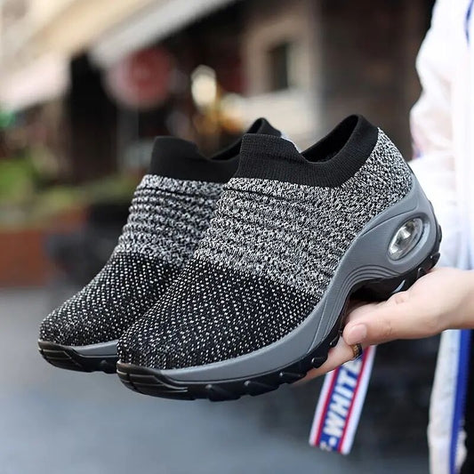 Women Platform Sneakers Woman Casual Shoes Cushion Sneakers Ladies Comfortable Low Top Sock Sneakers Non-slip Walking Shoes